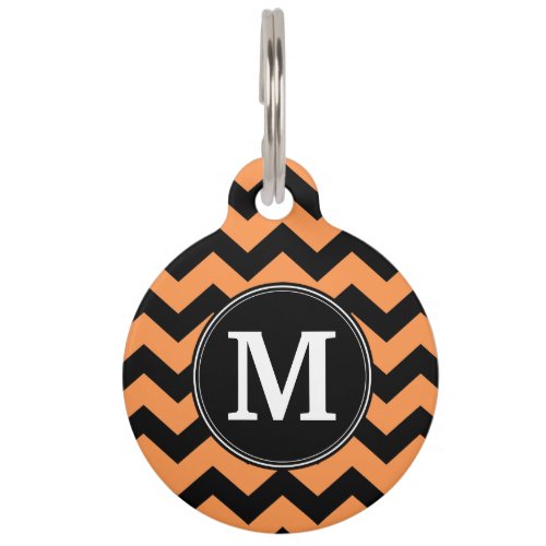 Black and Orange Halloween Chevrons Monogram Pet Tag