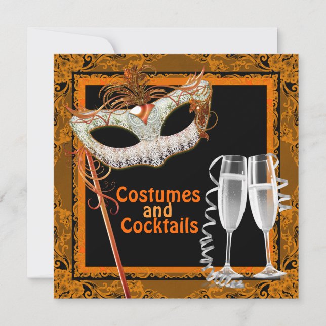 Black and Orange Halloween Costume Party Invitation (Front)