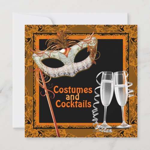 Black and Orange Halloween Costume Party Invitation