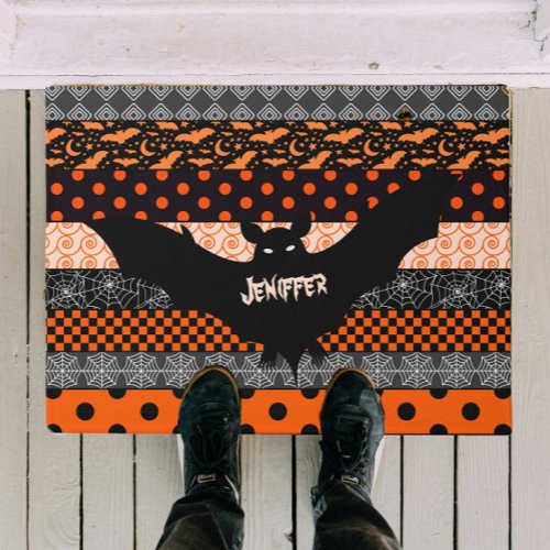 Black and Orange Halloween Doormat