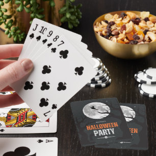 Black and Orange Halloween Full Moon Poker Cards