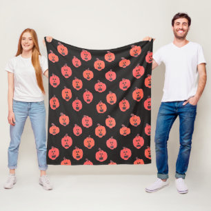 Black and Orange Halloween Jack O'Lanterns Fleece Blanket