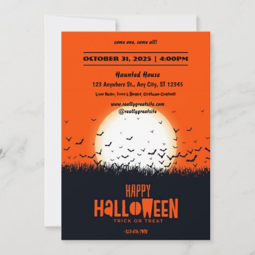 Black and Orange Halloween Party Invitation