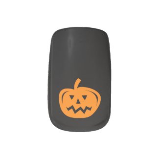 Black and orange Halloween party pumpkin carving Minx Nail Art