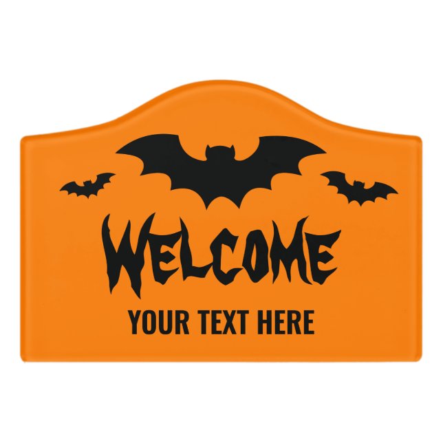 Black and orange Halloween party welcome Door Sign (Small Crest Front)
