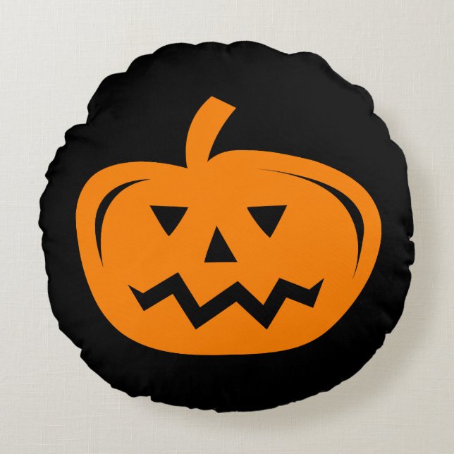 Black and orange Halloween pumpkin throw pillow (Front)