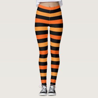 Black and Orange Halloween Stripe Leggings