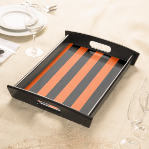 Black and Orange Halloween Stripes Serving Tray