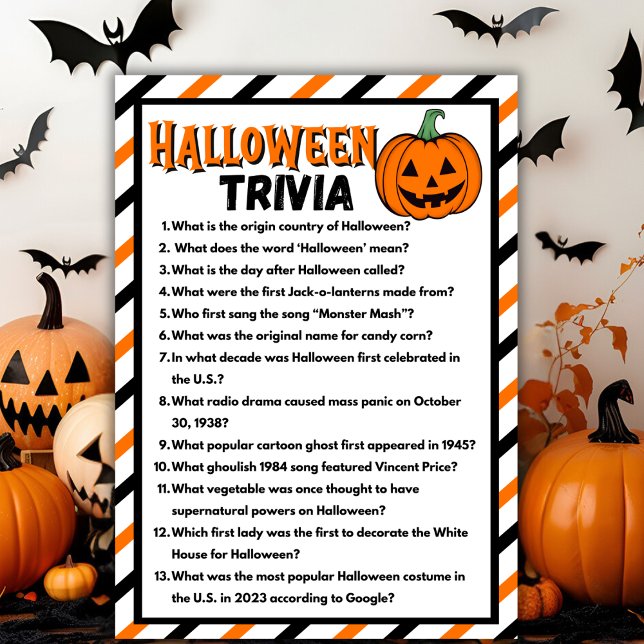 Black And Orange Halloween Trivia Game Card (Black And Orange Halloween Trivia Game Card)