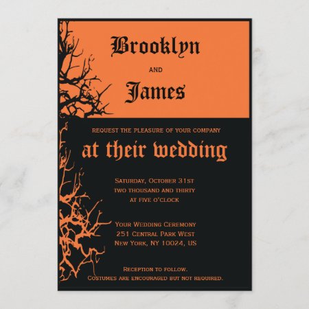 Black And Orange Halloween Wedding Invitations