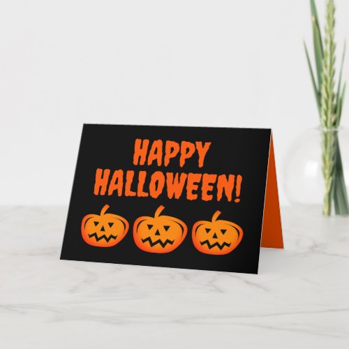Black and orange Happy Halloween Greeting Card