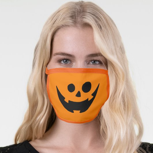 Black and Orange Happy Pumpkin Halloween Face Mask (Worn Her)
