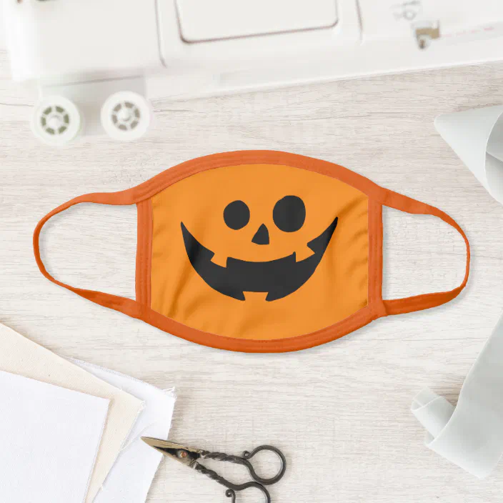 Black And Orange Happy Pumpkin Halloween Face Mask Zazzle Com