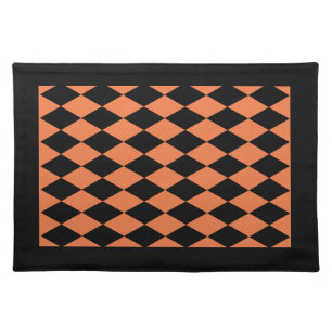 BLACK AND ORANGE HARLEQUIN Cloth Placemat