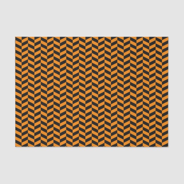Black and Orange Herringbone Tissue Paper (Front)