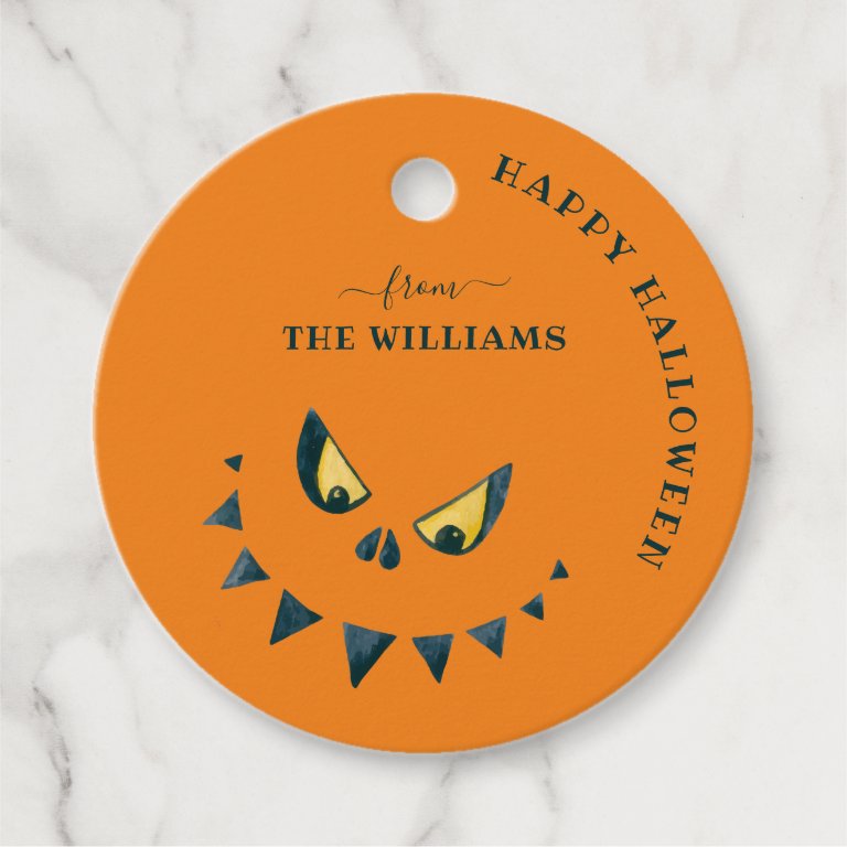 Black and Orange | Jack-o&#39;-lantern Halloween Favor Tags