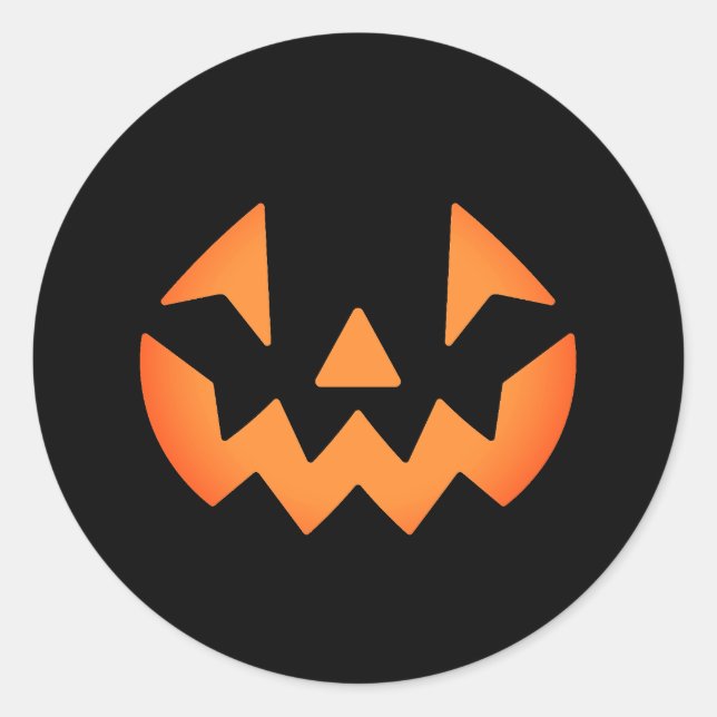 Black and Orange Jack-o-lantern pumpkin face Classic Round Sticker (Front)