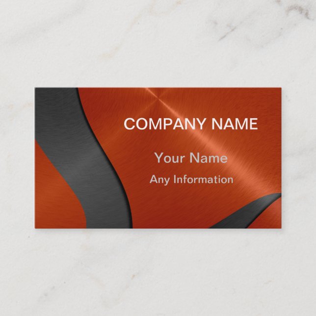 Black and Orange Luxury Metallic 2 Business Card (Front)