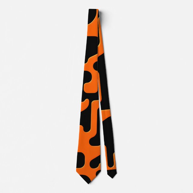 Black and orange maze Abstract Geometric Pattern Neck Tie (Front)