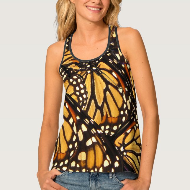 Black and Orange Monarch Butterfly Animal Tank Top (Front)
