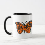 Black and Orange Monarch Butterfly Happy Birthday Mug<br><div class="desc">Features an illustration of a monarch butterfly with trippy orange hand drawn letters spelling out the message HAPPY BIRTHDAY against black wings accented with white spots. Spread cheer with this sunny, happy design that's perfect for anyone who loves butterflies. The reverse side of this mug has a spot for you...</div>