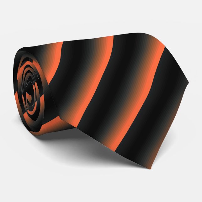 Black and Orange Neck Tie (Rolled)