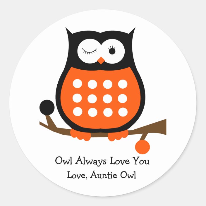 Black and Orange Owl Sticker | Zazzle.com