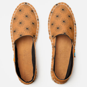 Black and orange pattern of Halloween spider web Espadrilles