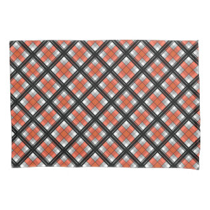 Black and orange plaid pillow case