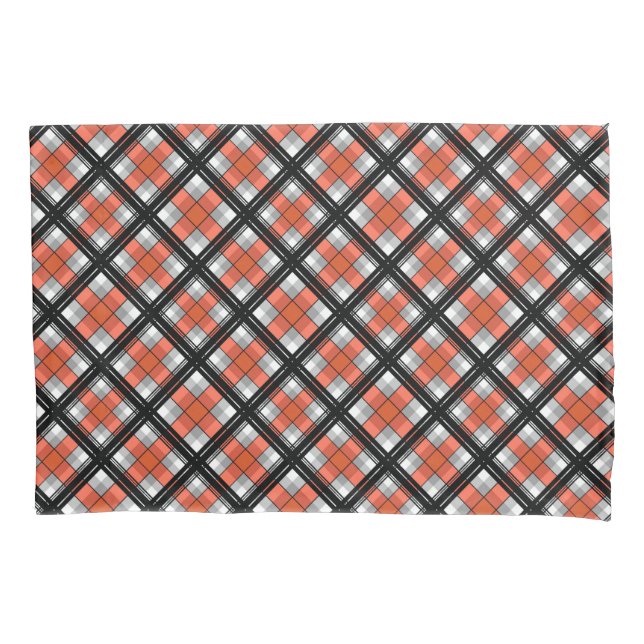 Black and orange plaid  pillow case (Front)