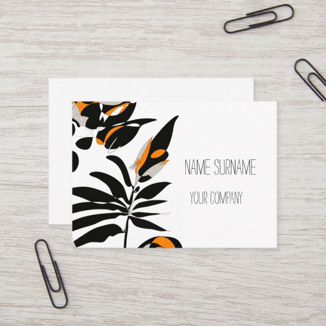 Black and orange plant business card (Front/Back In Situ)