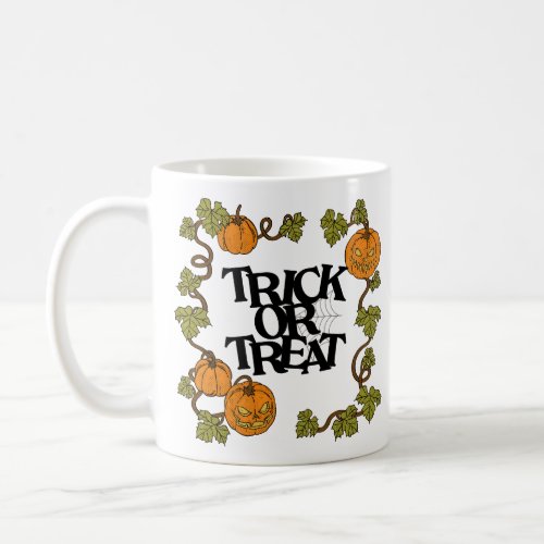 Black and Orange Playful Pumpkin Trick or Treat  Coffee Mug