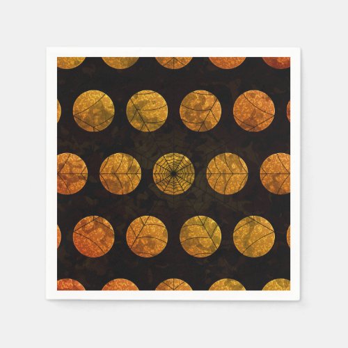 Black and orange polka dot spiderweb napkins