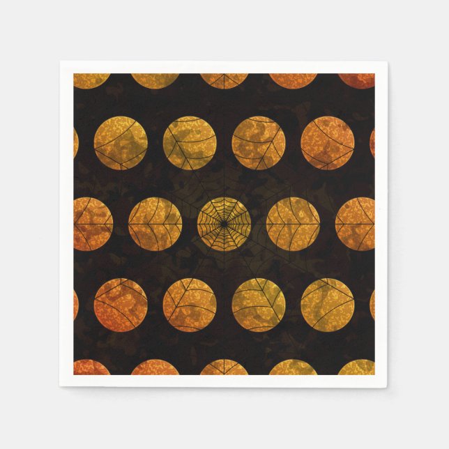 Black and orange polka dot spiderweb napkins (Front)