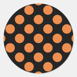 Black and Orange Polka Dots Classic Round Sticker