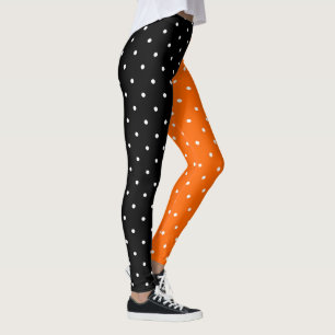 Black and Orange Polka Dots Halloween Leggings