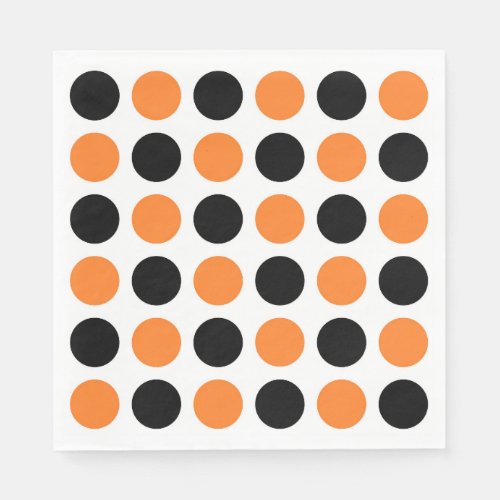 Black and Orange Polka Dots Napkins