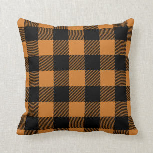 orange buffalo check pillows