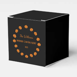 Black and Orange Pumpkin Carving Night Favor Boxes