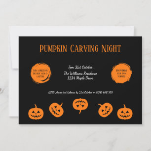 Black and Orange Pumpkin Carving Night Invitation