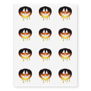 Black and Orange Pumpkin Halloween Design Temporary Tattoos