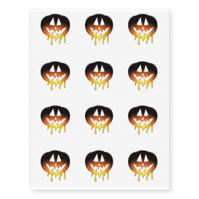 Black and Orange Pumpkin Halloween Design Temporary Tattoos (Front)