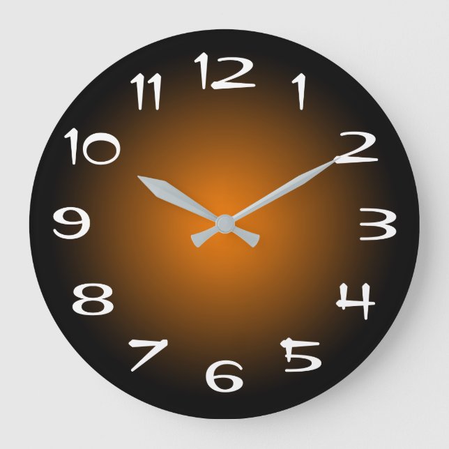 Black and Orange Radial Gradient Large Clock (Front)