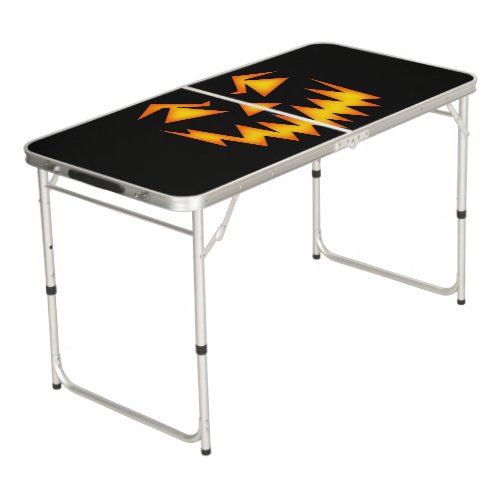 Black and Orange Scary Pumpkin Halloween Beer Pong Table