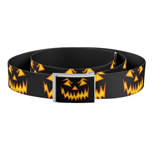 Black and Orange Scary Pumpkin Halloween Belt