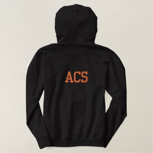 Black and Orange School Color Letters Embroidered Hoodie