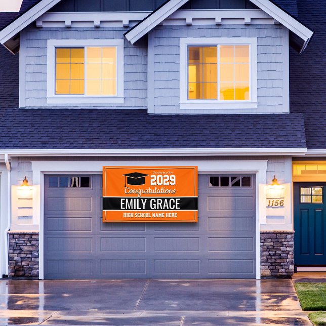 Black and Orange School Colors Graduation Banner (Creator Uploaded)