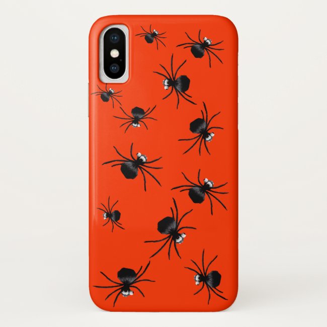 Black and Orange Silly Spiders iPhone X Case