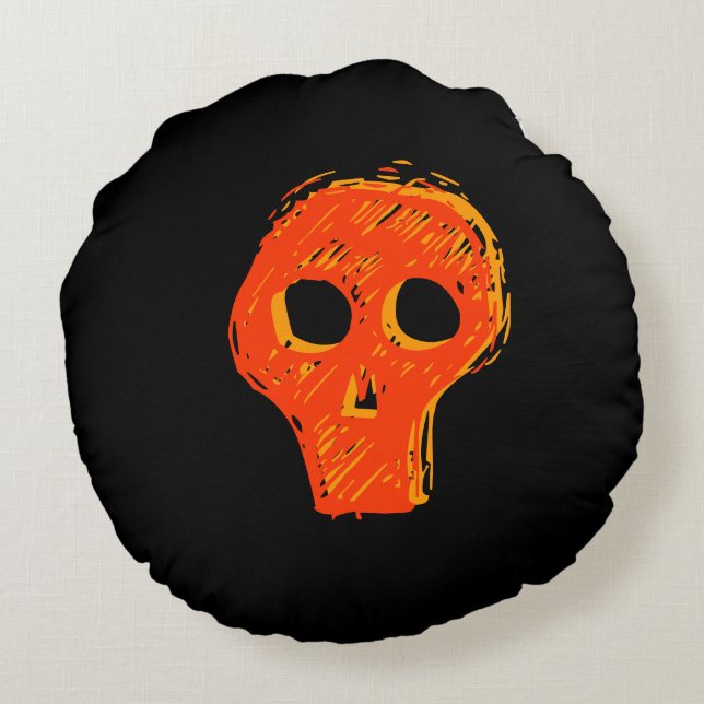 black and orange skull Halloween pillow (Back)