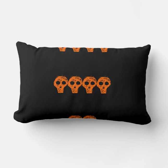 black and orange skull Halloween pillow (Front)
